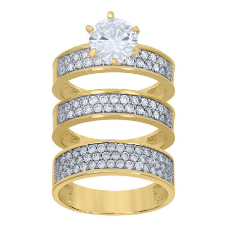 10Kt Gold Cz Trio Ring