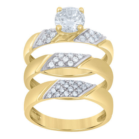 10Kt Gold Cz Trio Ring