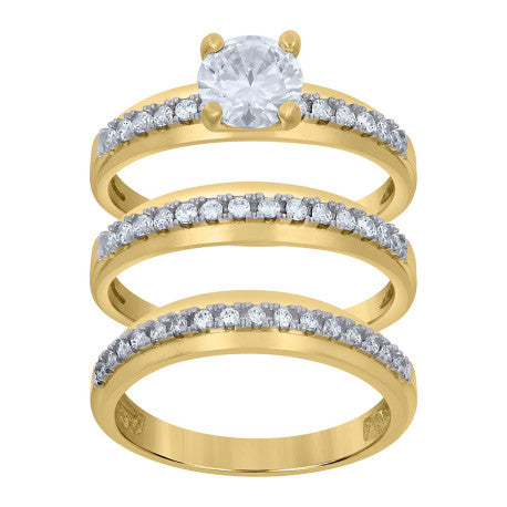 10Kt Gold Cz Trio Ring