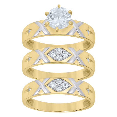 10Kt Gold Cz Trio Ring