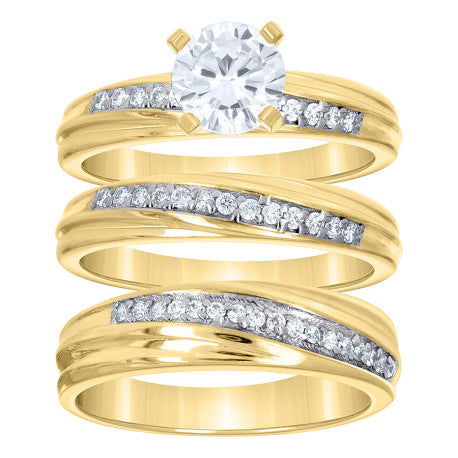 10Kt Gold Cz Trio Ring