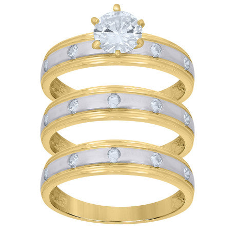 10Kt Gold Cz Trio Ring