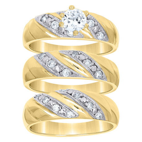 10Kt Gold Cz Trio Ring