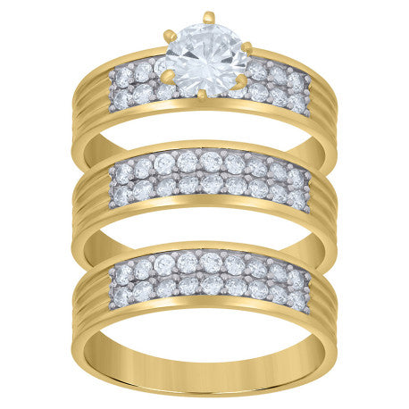 10Kt Gold Cz Trio Ring