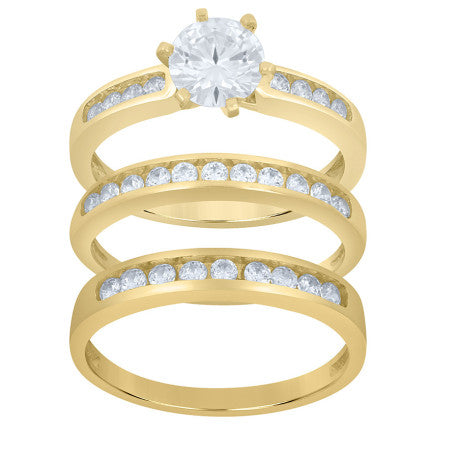 10Kt Gold Cz Trio Ring