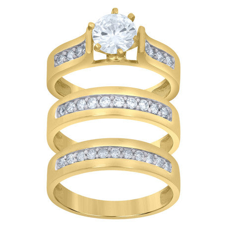 10Kt Gold Cz Trio Ring