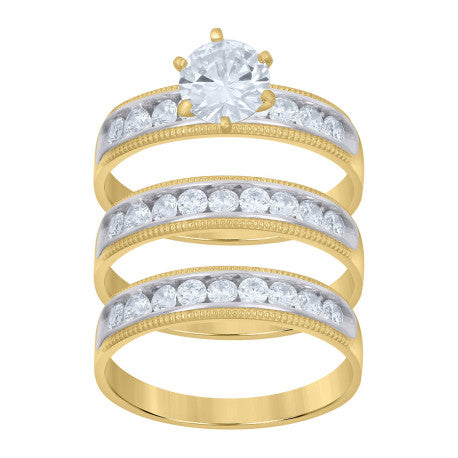 10Kt Gold Cz Trio Ring
