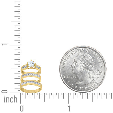 10Kt Gold Cz Trio Ring