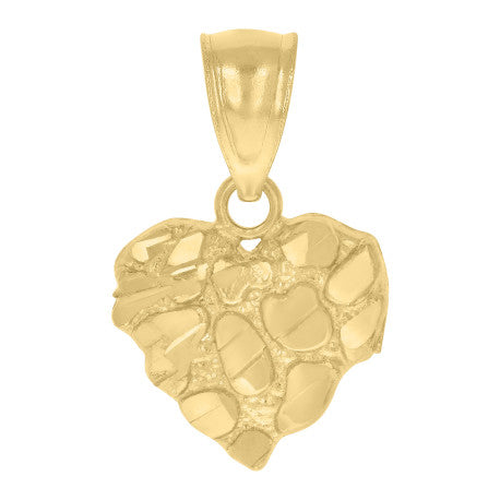 10Kt Gold Dome Puffy Heart Nugget Pendant