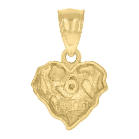 10Kt Gold Dome Puffy Heart Nugget Pendant