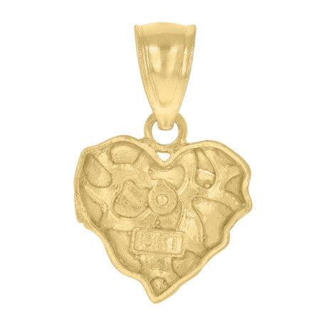 10Kt Gold Dome Puffy Heart Nugget Pendant