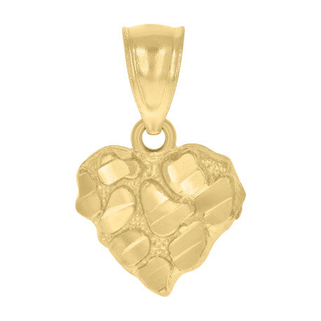 10Kt Gold Dome Puffy Heart Nugget Pendant