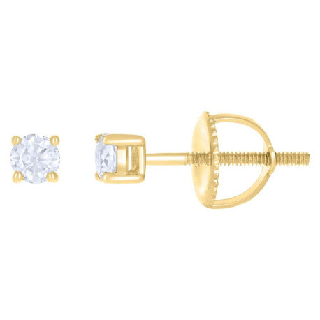 10Kt Gold Earrings 3Mm With Moissanite Ctw 0.20
