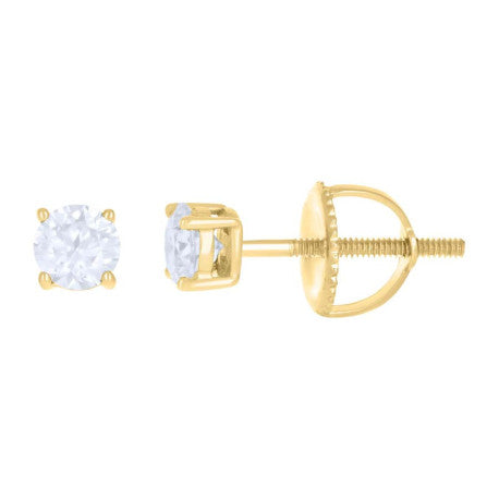 10Kt Gold Earrings 4Mm With Moissanite Ctw 0.60