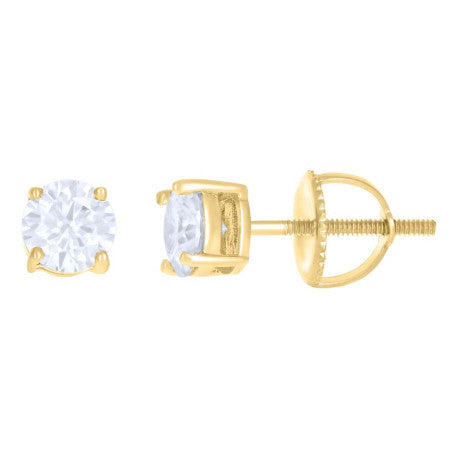 10Kt Gold Earrings 5Mm With Moissanite Ctw 1.00