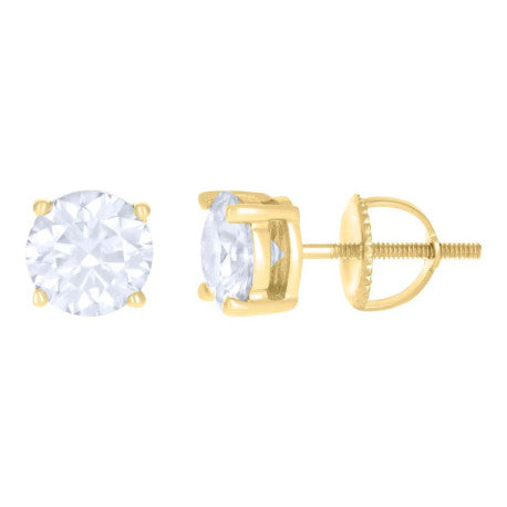 10Kt Gold Earrings 6Mm With Moissanite Ctw 1.60