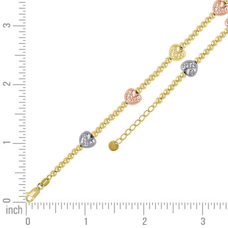 10Kt Gold Fancy Bracelet 8" (7"+1")