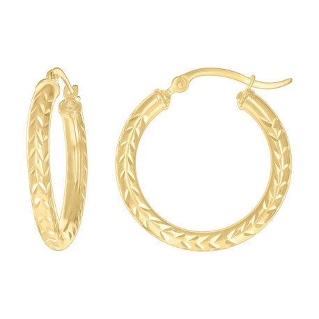 10Kt Gold Fancy Hoop Earrings 3mm