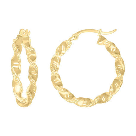 10Kt Gold Fancy Hoop Earrings 3mm