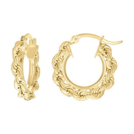 10Kt Gold Fancy Hoop Earrings 3mm