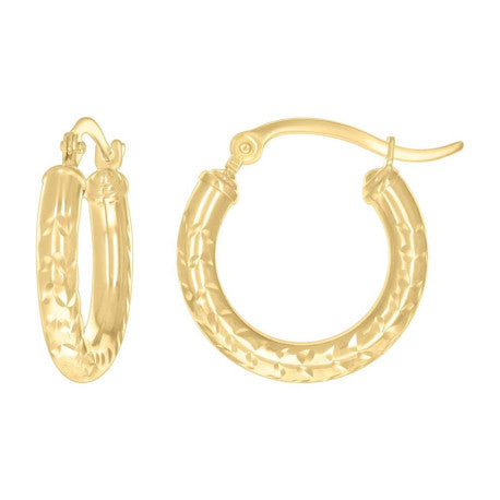 10Kt Gold Fancy Hoop Earrings 3mm