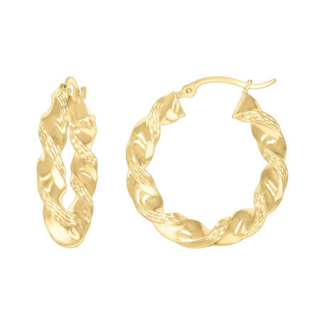 10Kt Gold Fancy Hoop Earrings 4mm