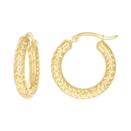 10Kt Gold Fancy Hoop Earrings 4mm