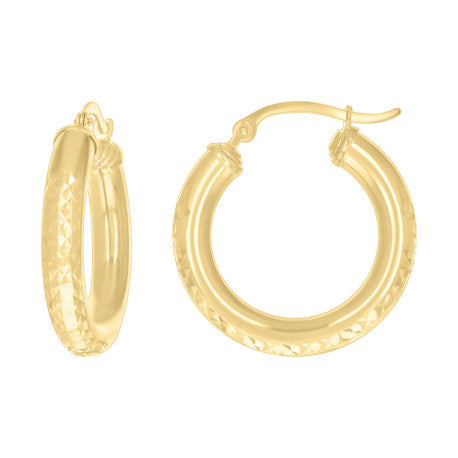 10Kt Gold Fancy Hoop Earrings 4mm