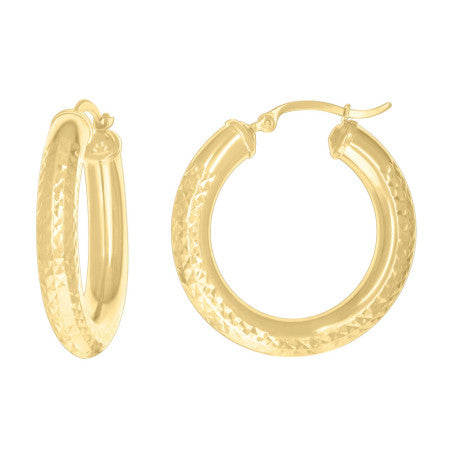 10Kt Gold Fancy Hoop Earrings 5mm