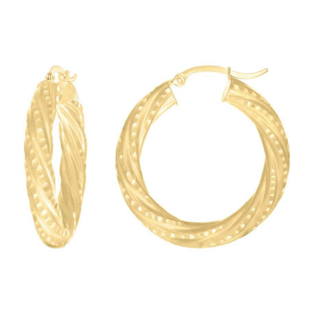 10Kt Gold Fancy Hoop Earrings 5mm