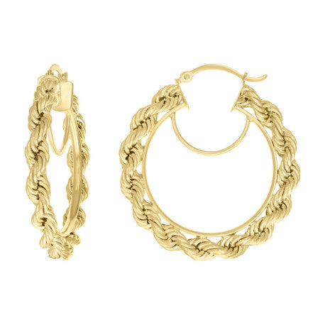 10Kt Gold Fancy Hoop Earrings 5mm