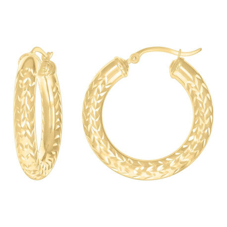 10Kt Gold Fancy Hoop Earrings 5mm