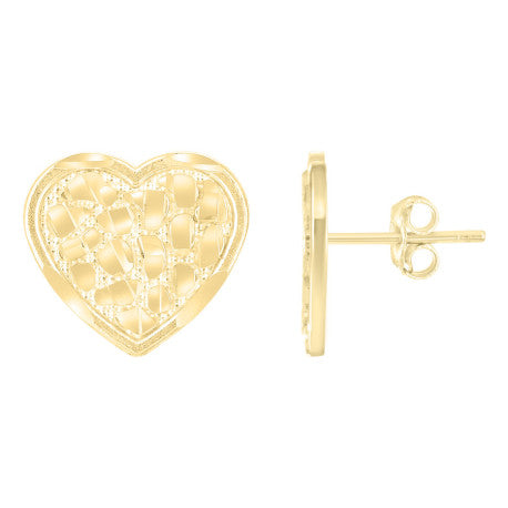 10Kt Gold Heart Nugget Earring