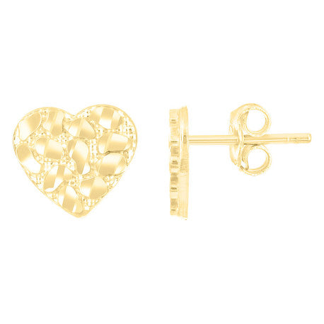 10Kt Gold Heart Nugget Earring
