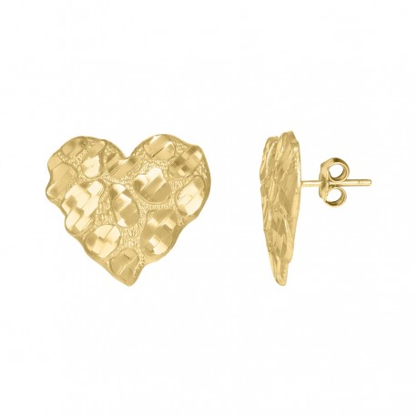 10Kt Gold Heart Nugget Earrings