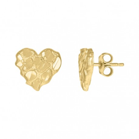 10Kt Gold Heart Nugget Earrings