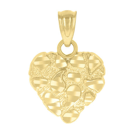 10Kt Gold Heart Nugget Pendant