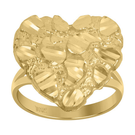 10Kt Gold Heart Nugget Ring