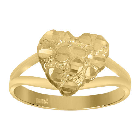 10Kt Gold Heart Nugget Ring