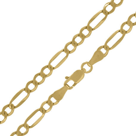 10kt-Gold Hollow Figaro Chain 100