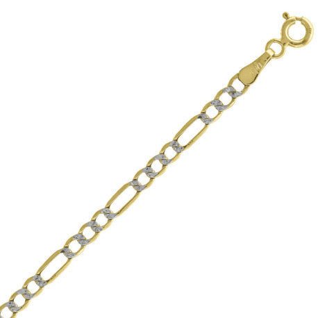 10kt Gold Hollow Pave Figaro Chain 080