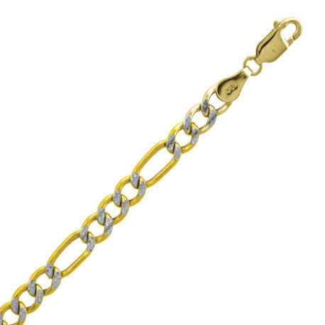 10kt Gold Hollow Pave Figaro Chain 100