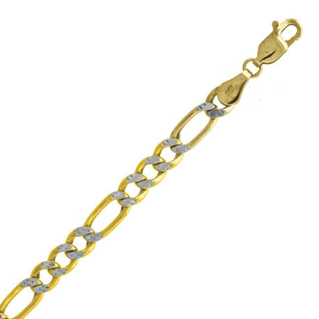 10kt Gold Hollow Pave Figaro Chain 120