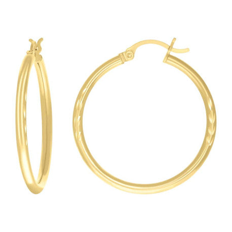 10Kt Gold Hoop Earrings 2Mm-30