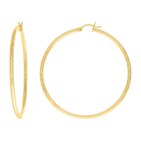 10Kt Gold Hoop Earrings 2Mm-50