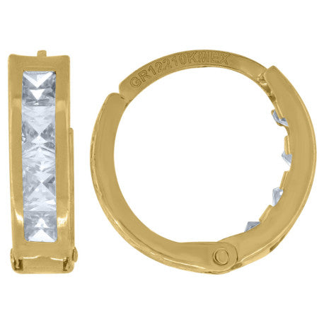 10Kt Gold Cz Hoop Earrings