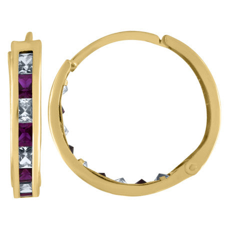 10Kt Gold Cz  Hoop Earrings