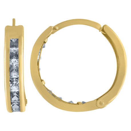 10Kt Gold Cz Hoop Earrings