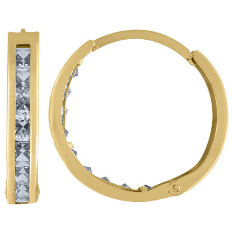 10Kt Gold Cz  Hoop Earrings