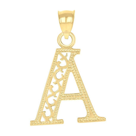 10Kt Gold Initial "A" Letter Pendant